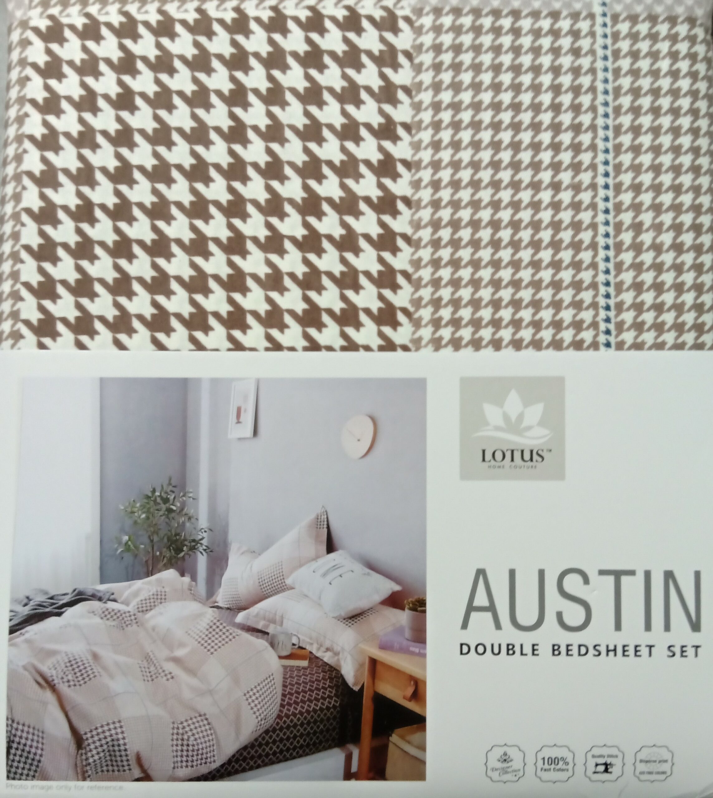 White Square print Austin Double Bed Sheet Micro Fabric Elegant - Image 2