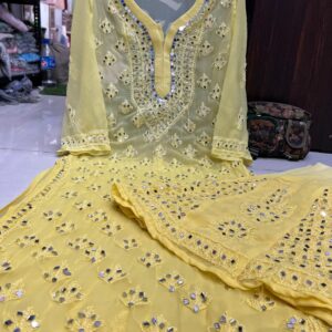 Stylish Chikan Kurti in Georgette Jaal Mirror Work.