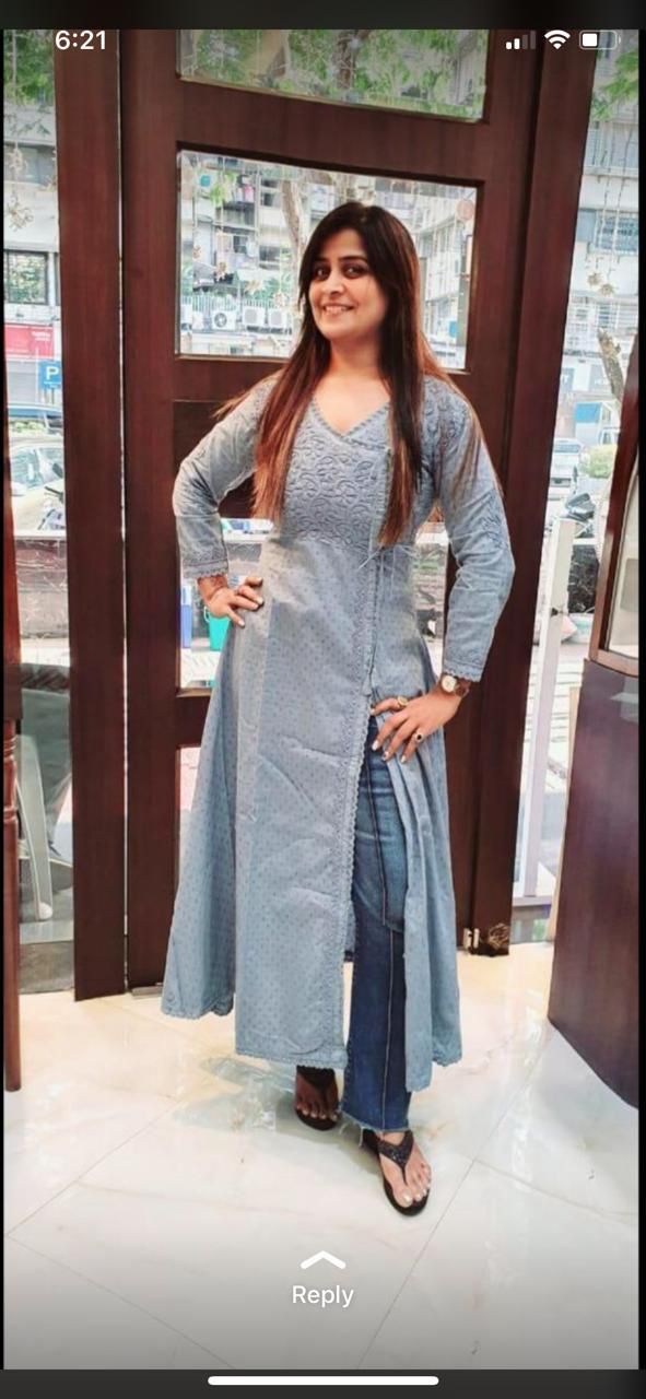 Angrakha Touch Designer Kurti Handwork Chikankari - Image 4