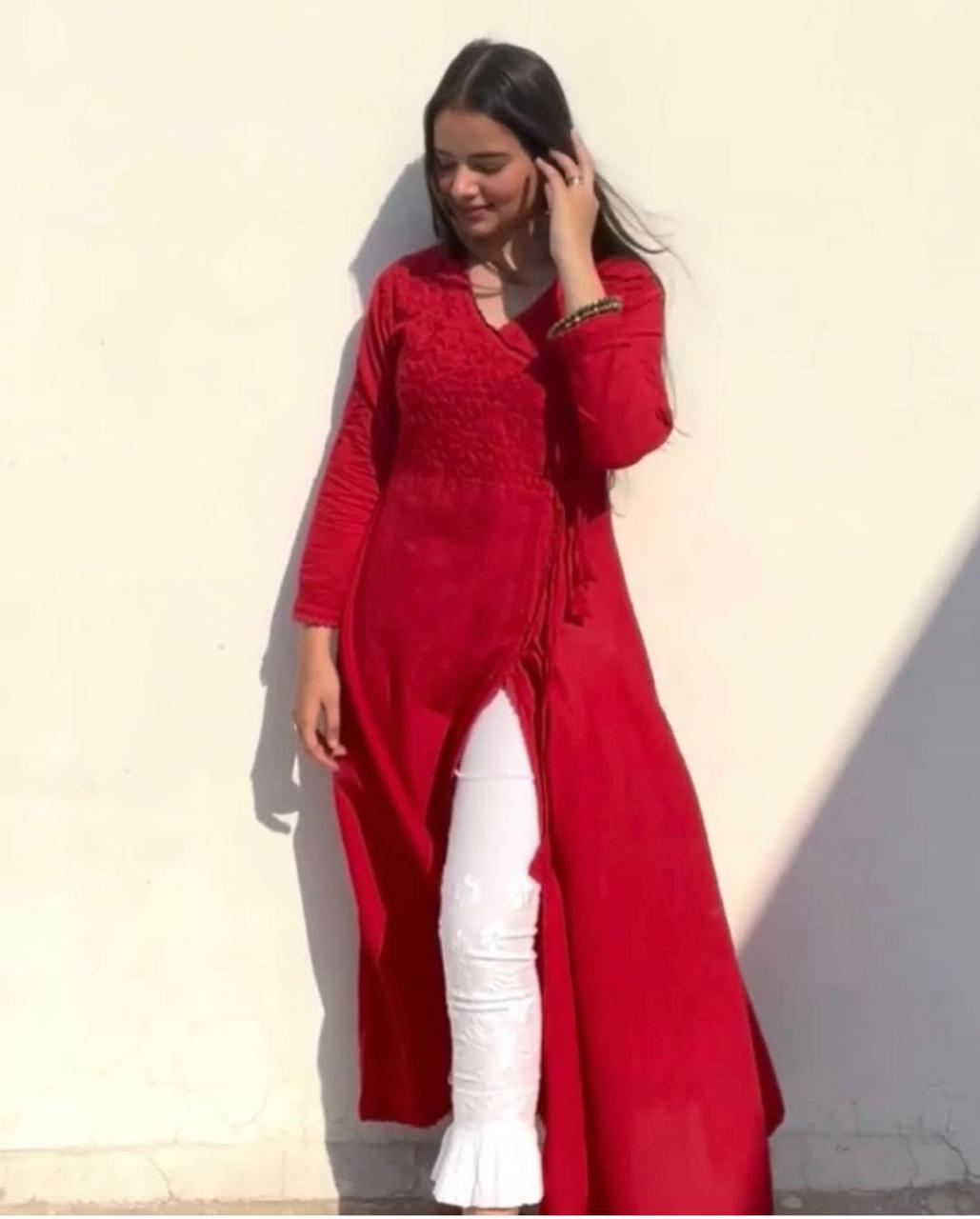 Angrakha Touch Designer Kurti Handwork Chikankari - Image 2