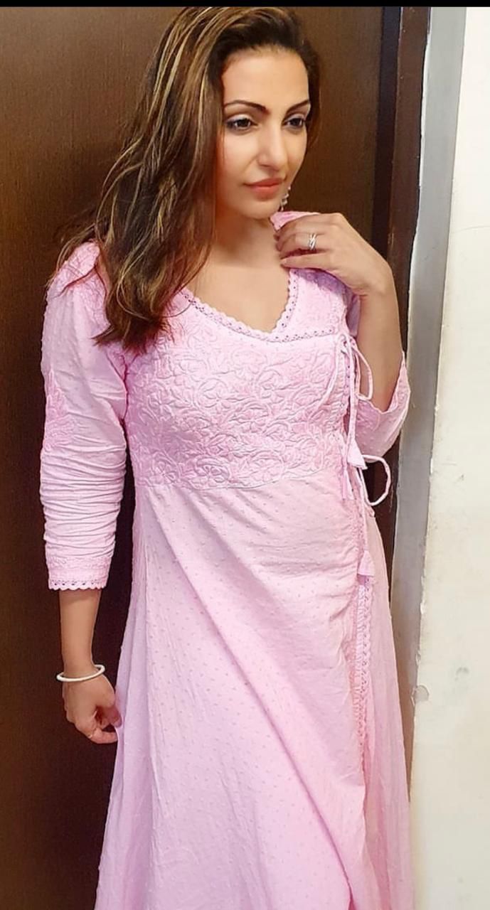 Angrakha Touch Designer Kurti Handwork Chikankari