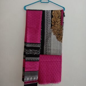 Elegant Rajasthani Printed Suitlength in Black & Green Floral Pattern