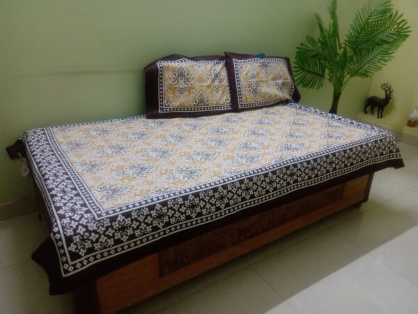 Kaner-phul-jaipuri-single-bedsheet-blue-and-flower-petals-flower-valley-white-black.