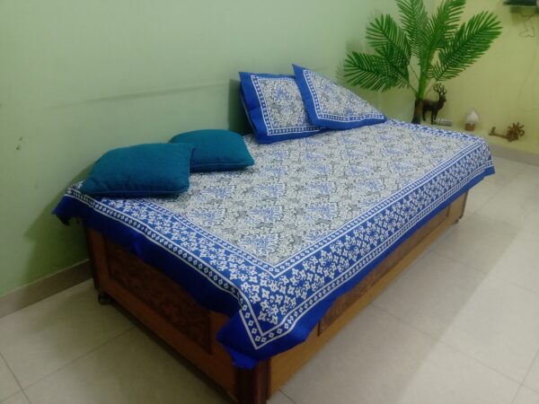 Jaipuri Blue Single Bed Besdheet
