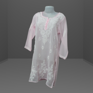 Chiffon Short Kurti Chikankari White