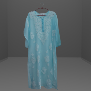 Chiffon Full Length Kurti Chikankari Sky Blue