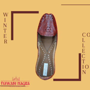 Designer Leather Donga shape Nagra Juti for Her (made of cloth & leather) MII