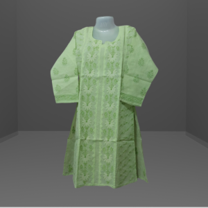 Cashew Green Full Length Cotton Chikankari
