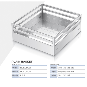 Eleven Series Plain Basket Essential Modular Kitchen Accessories 21 x 20 (inches)