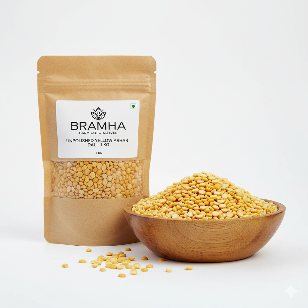 Unpolished Pesticide-Free Yellow Arhar Dal (Toor Dal) – 1 kg Naturally Grown | Hand-Processed by Farmers
